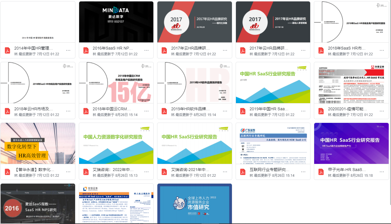 【SaaS资料】HR领域报告汇总18份打包下载.rar